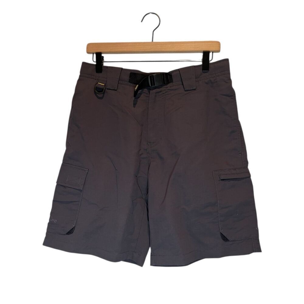 EDDIE BAUER Men's Dark Gray Sport Nylon Cargo Shorts Belt Size 30 Hiking Fishing